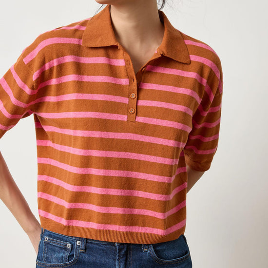 Drop Shoulder Polo Neck Sweater in color Sierra/Calypso Image A1