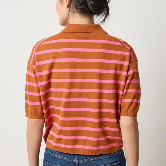 Drop Shoulder Polo Neck Sweater in color Sierra/Calypso Image A2