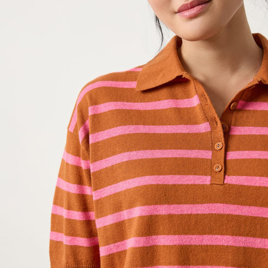 Drop Shoulder Polo Neck Sweater in color Sierra/Calypso Image A3
