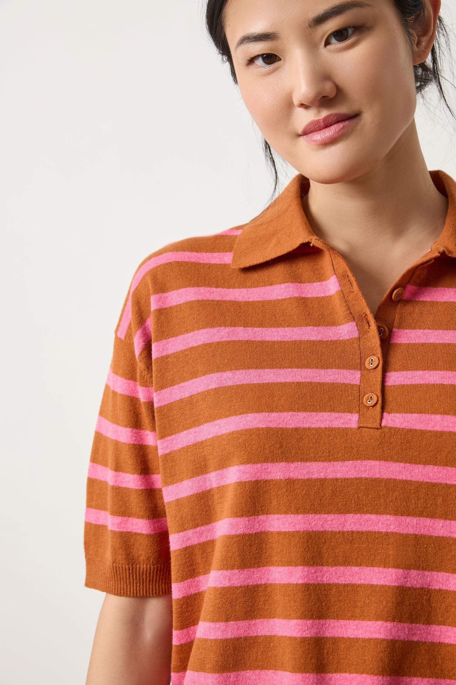 Drop Shoulder Polo Neck Sweater in color Sierra/Calypso Image A3
