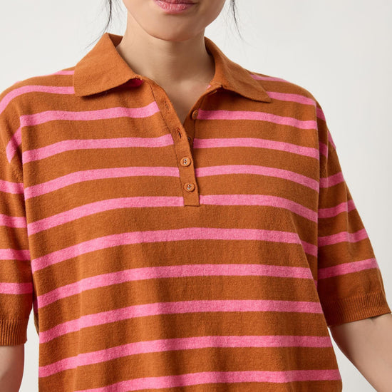 Drop Shoulder Polo Neck Sweater in color Sierra/Calypso Image A4