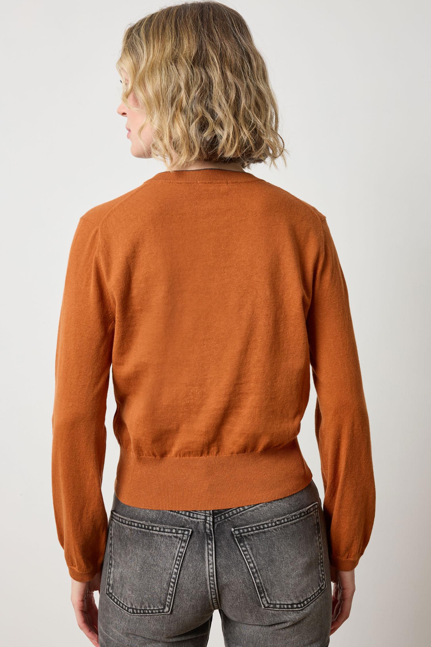 Pleated Sleeve Crewneck Sweater Womens Sweater Sierra A2