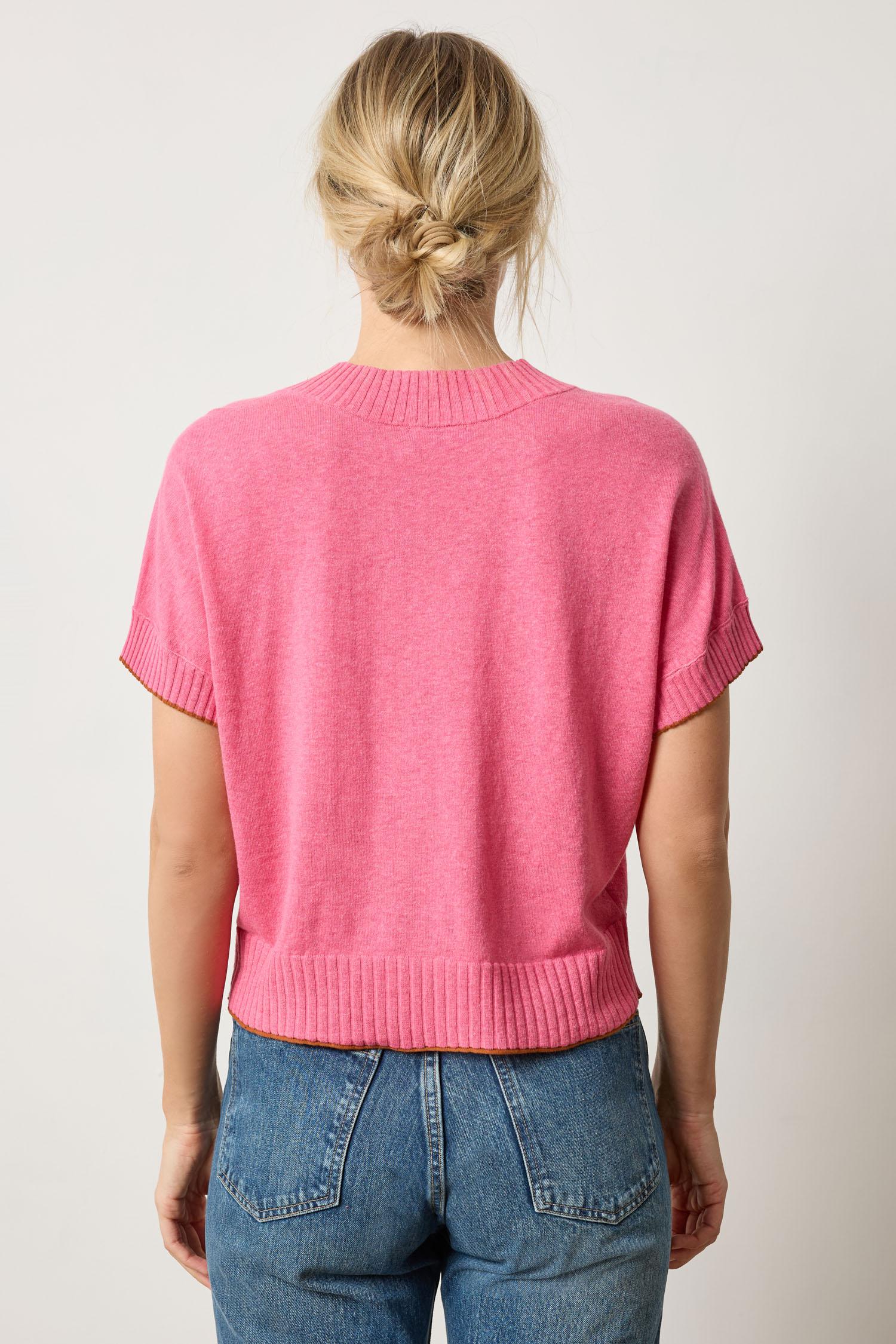 Pleated Sleeve Crewneck Sweater Womens Sweater Calypso A3