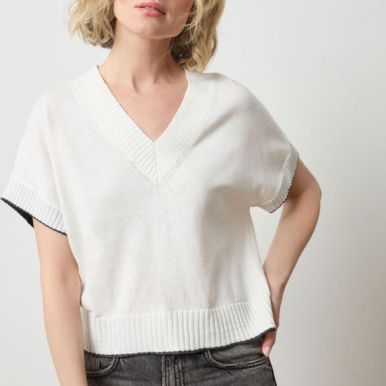 Pleated Sleeve Crewneck Sweater Womens Sweater Pearl A1