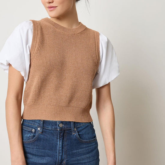 Mixed Media Pullover Sweater in color Acorn Image A1