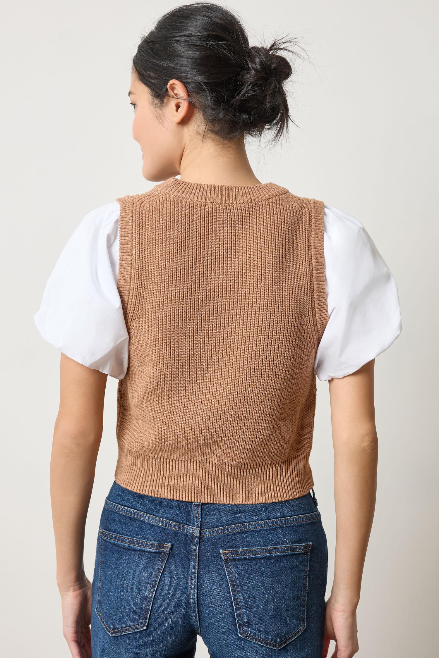 Mixed Media Pullover Sweater in color Acorn Image A2