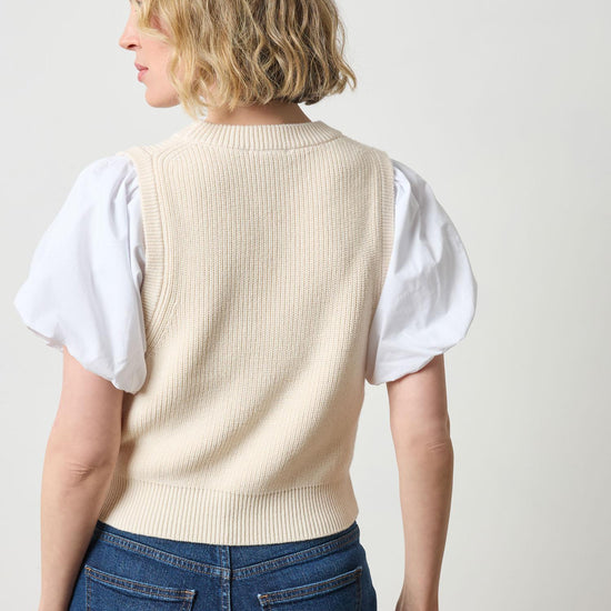 Mixed Media Pullover Sweater in color Ivory Image A2