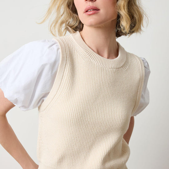 Mixed Media Pullover Sweater in color Ivory Image A3