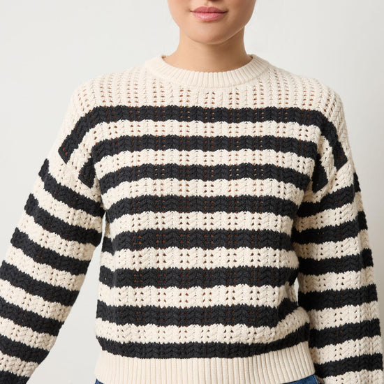 Stripe Stitch Sweater in color Ivory/Black Image A1