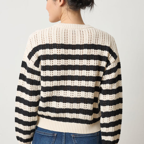 Stripe Stitch Sweater in color Ivory/Black Image A2