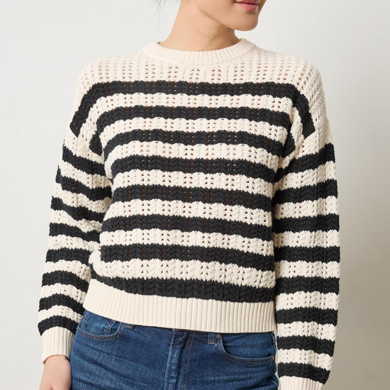 Stripe Stitch Sweater in color Ivory/Black Image A3
