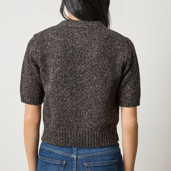 Short Sleeve Marled Pullover in color Black Marl Image A2