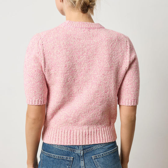 Short Sleeve Marled Pullover in color Rosebud Marl Image A2