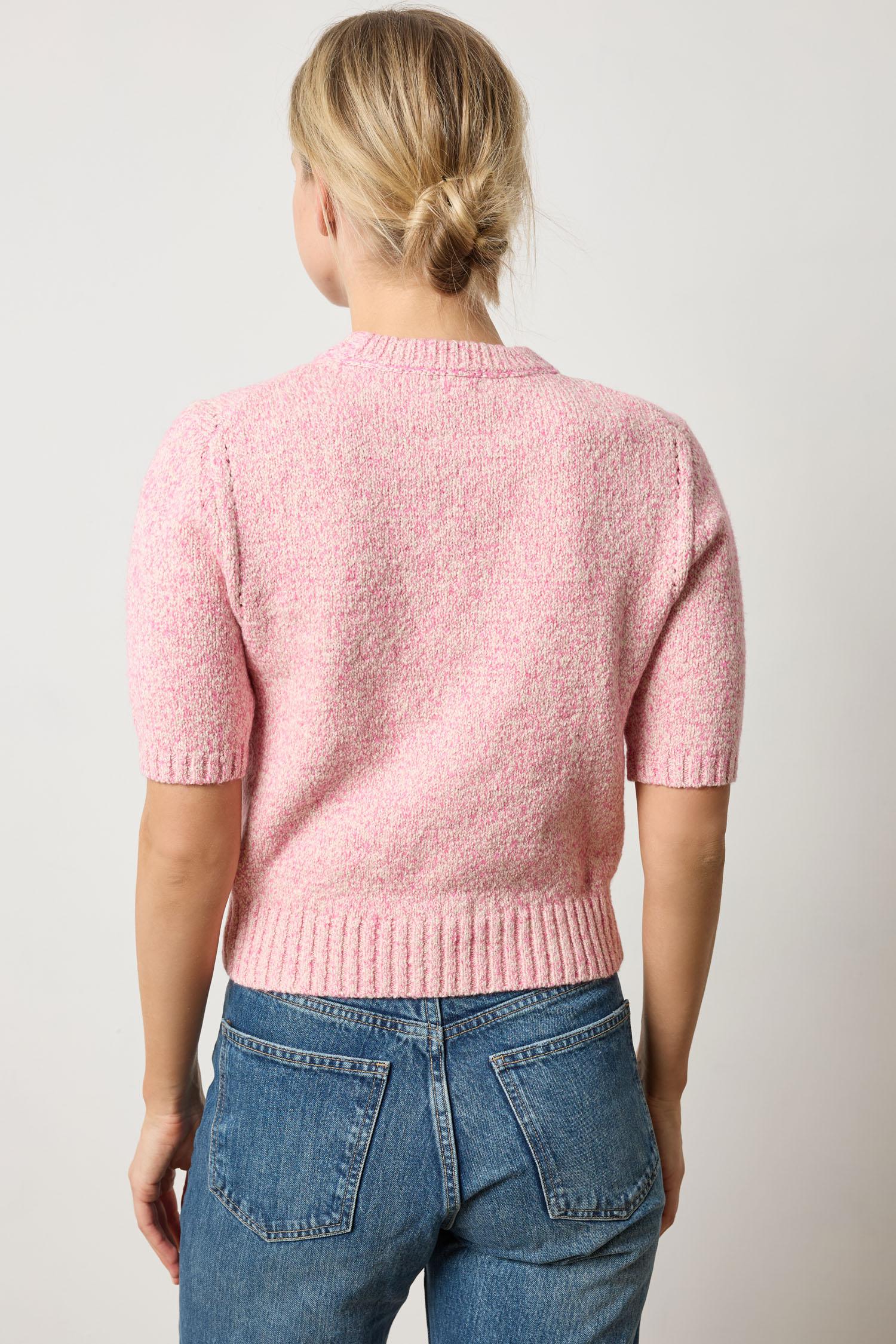 Short Sleeve Marled Pullover in color Rosebud Marl Image A2