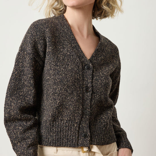 Marled V Cardigan Womens Sweater Black Marl A1