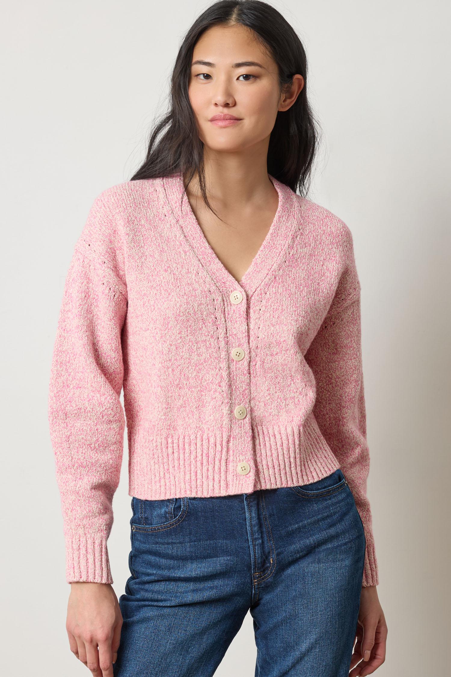 Marled V Cardigan Womens Sweater Rosebud Marl A1