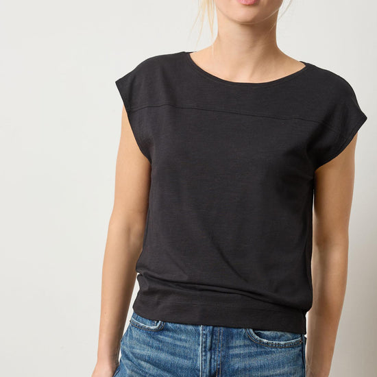 Seamed Wedge Tee Womens Top Black A1