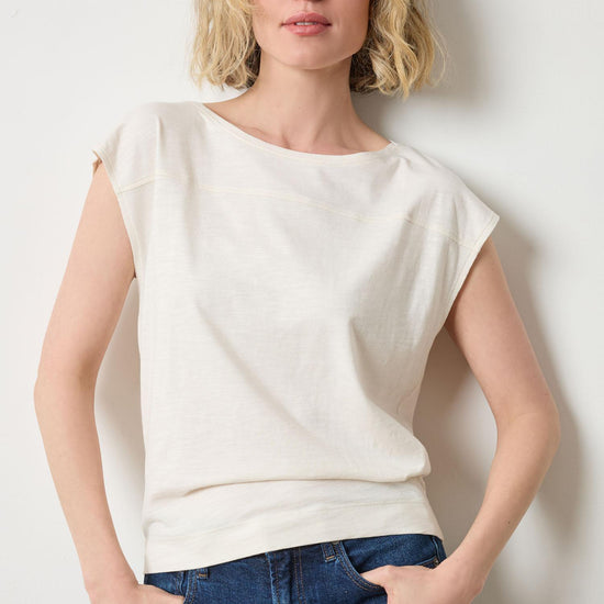 Seamed Wedge Tee Womens Top Talc A1