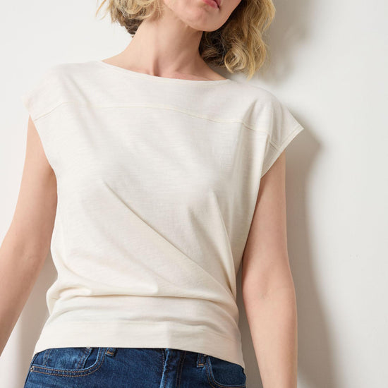 Seamed Wedge Tee Womens Top Talc A3