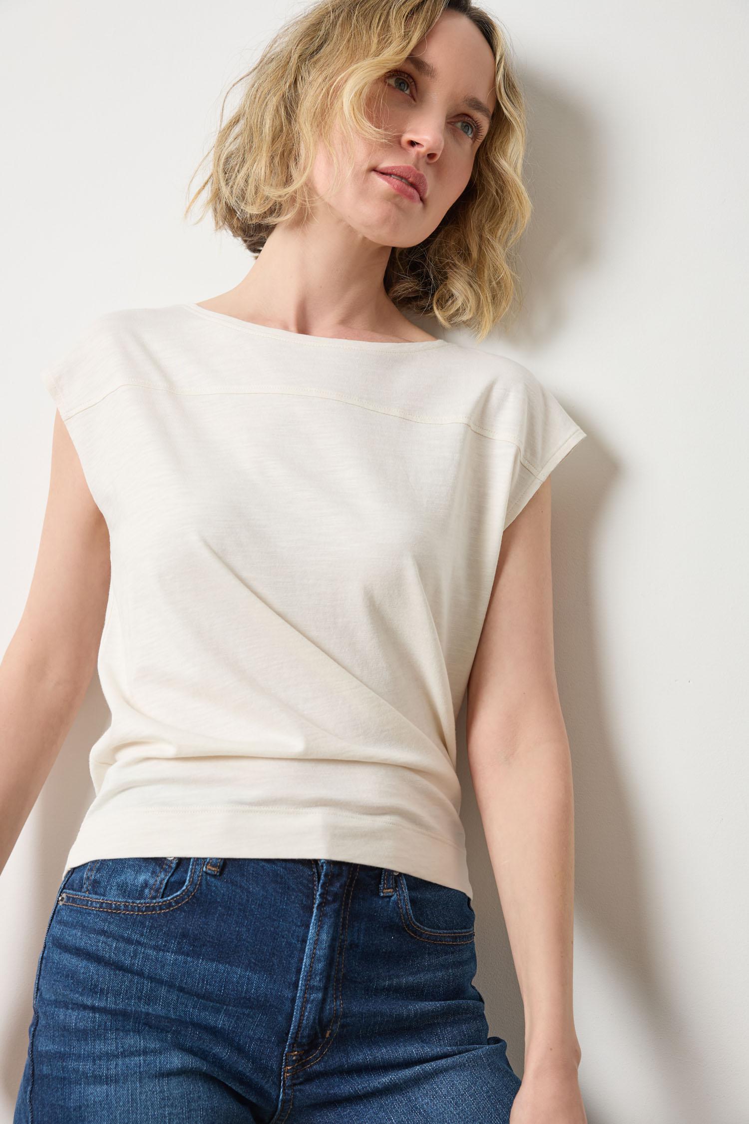 Seamed Wedge Tee Womens Top Talc A3