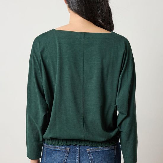 Elastic Hem Dolman Boatneck in color Spruce Image A2