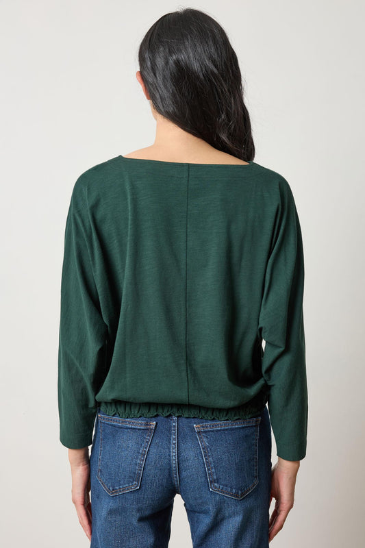 Elastic Hem Dolman Boatneck in color Spruce Image A2