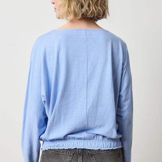 Elastic Hem Dolman Boatneck in color Wedgewood Image A2