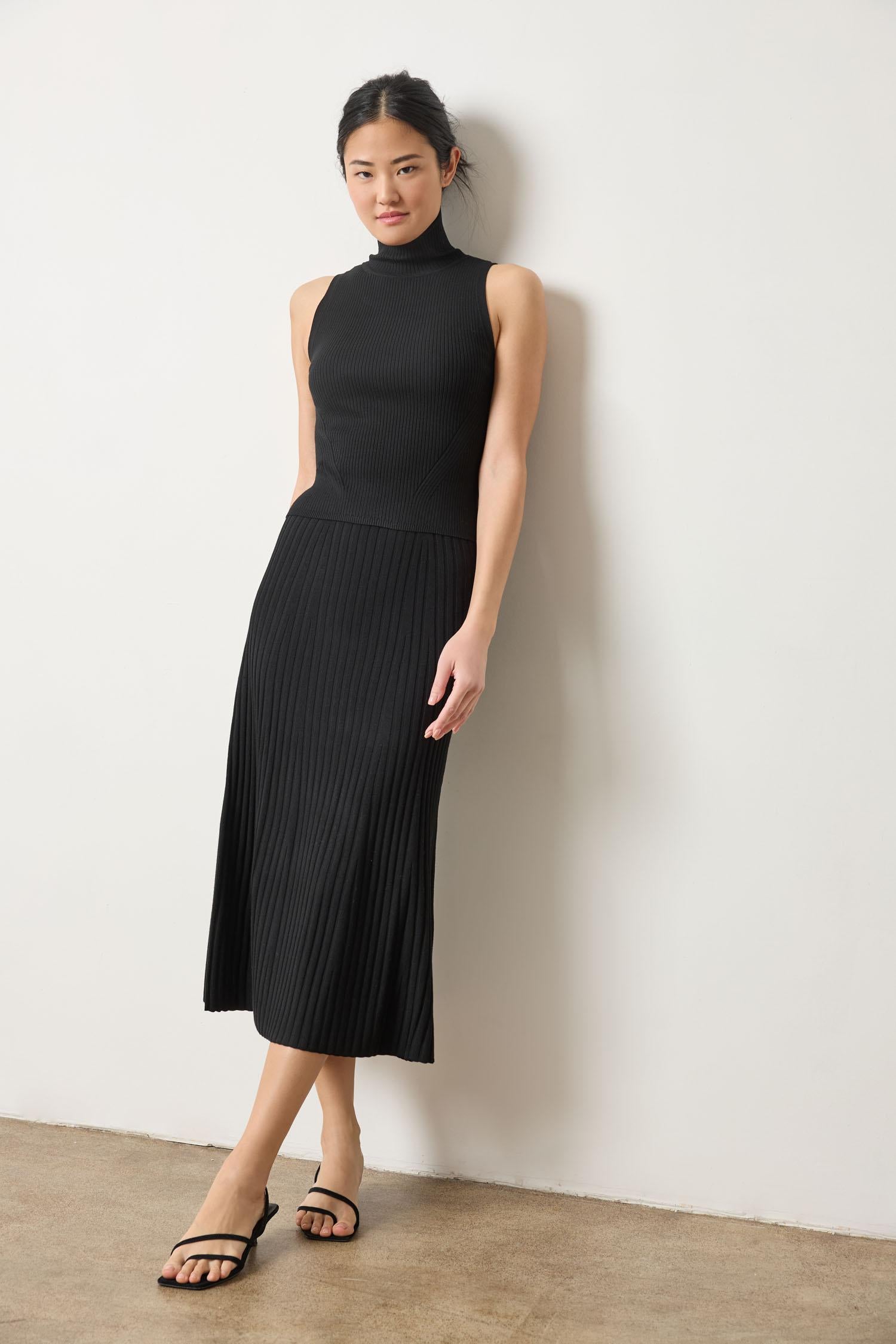 Straight Rib Skirt in color Black Image A0