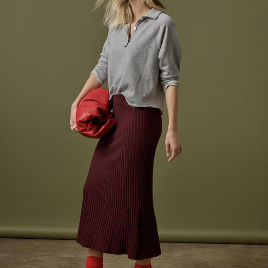 Straight Rib Skirt in color Dark Cherry Image C0