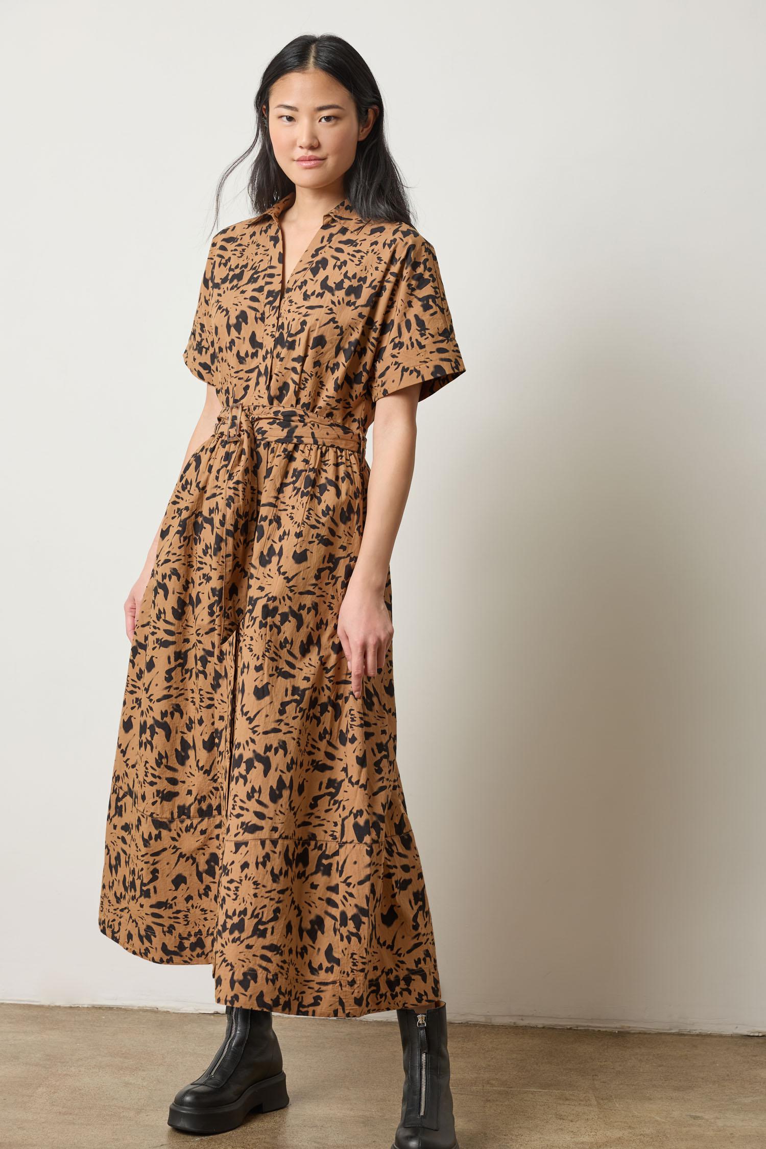 Collared Maxi Shirt Dress Animal Floral / X-Small Collared Maxi Shirt Dress Animal Floral / X-Small