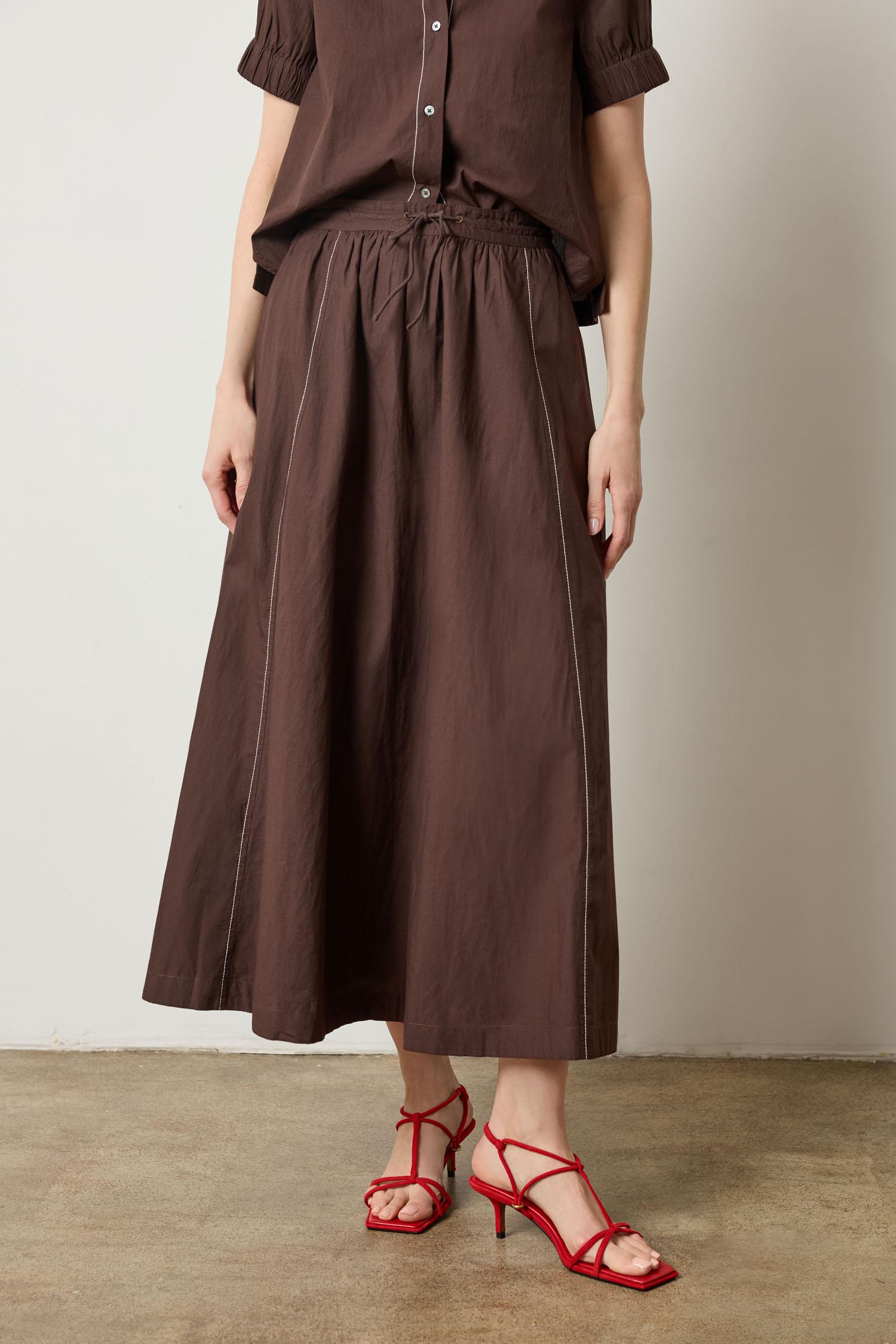 Paneled Maxi Skirt in color Espresso Image A1
