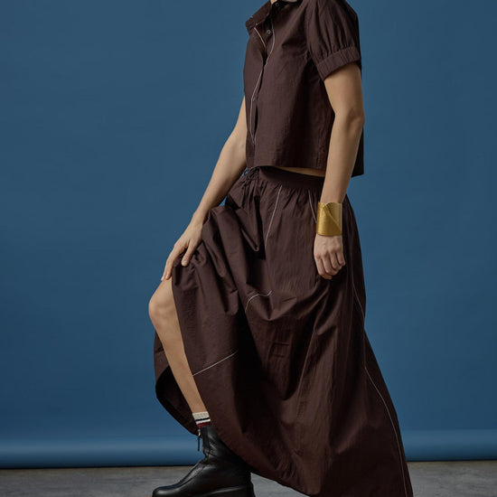 Paneled Maxi Skirt in color Espresso Image C0