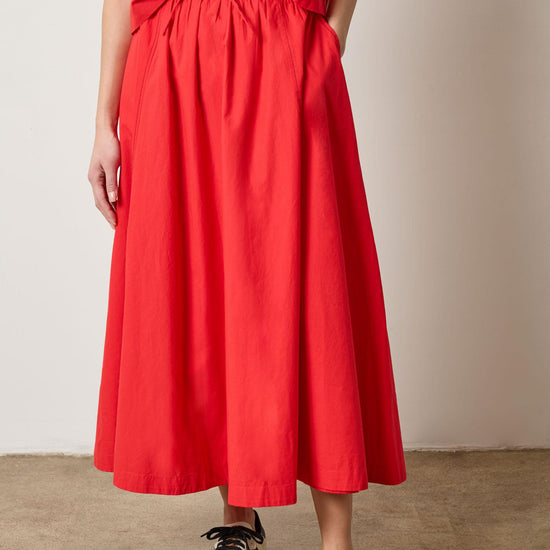 Paneled Maxi Skirt in color Scarlet Image A1