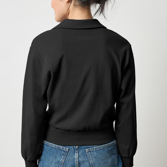 Drop Shoulder Polo in color Black Image A2