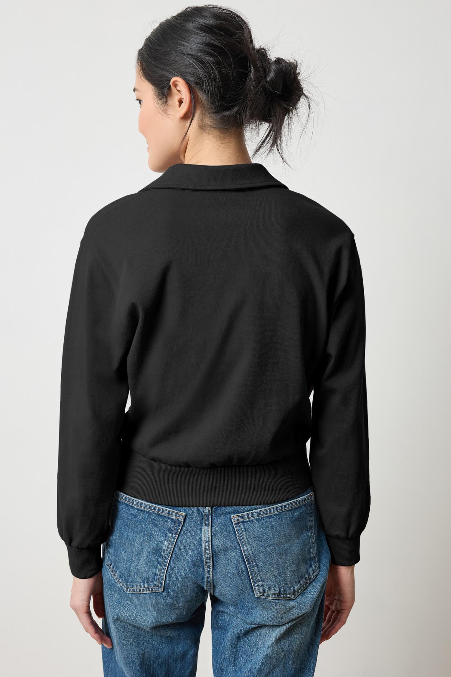 Drop Shoulder Polo in color Black Image A2