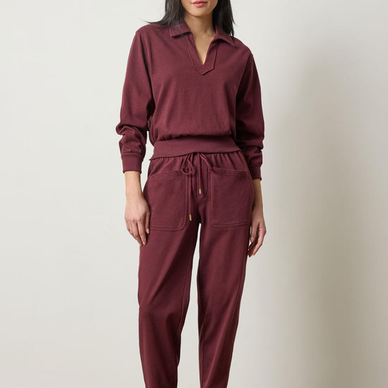 Drop Shoulder Polo in color Mulberry Image A0