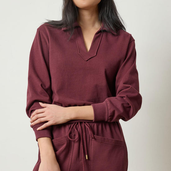 Drop Shoulder Polo in color Mulberry Image A1