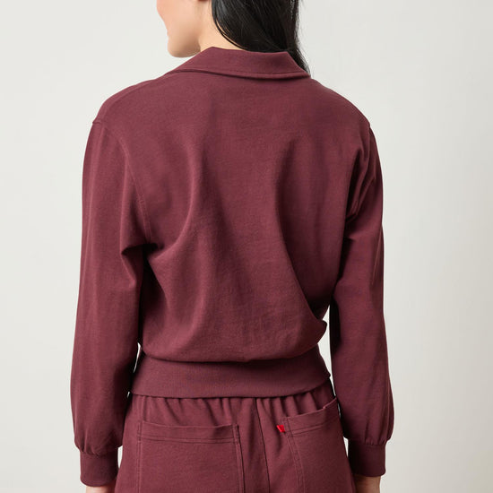 Drop Shoulder Polo in color Mulberry Image A2