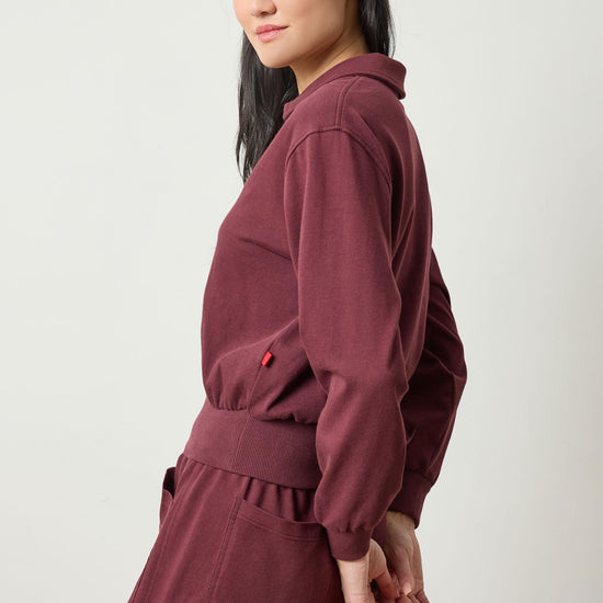 Drop Shoulder Polo in color Mulberry Image A3