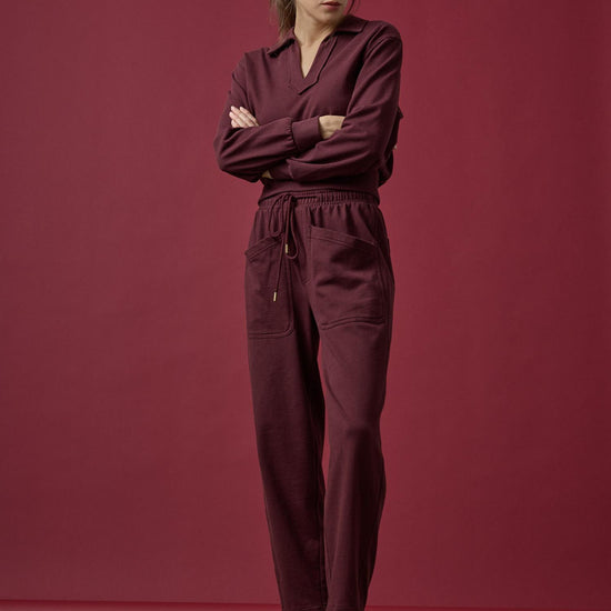 Drop Shoulder Polo in color Mulberry Image C0