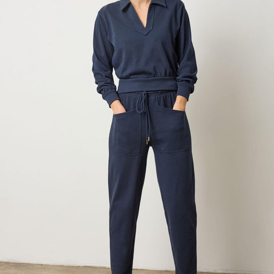 Drop Shoulder Polo in color Navy Image A0