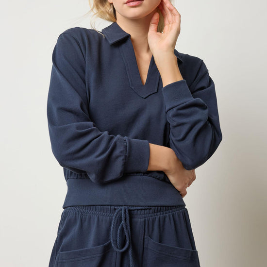 Drop Shoulder Polo in color Navy Image A1