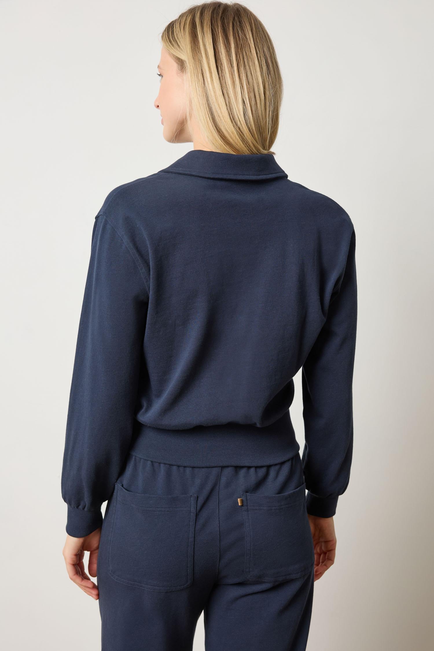 Drop Shoulder Polo in color Navy Image A2