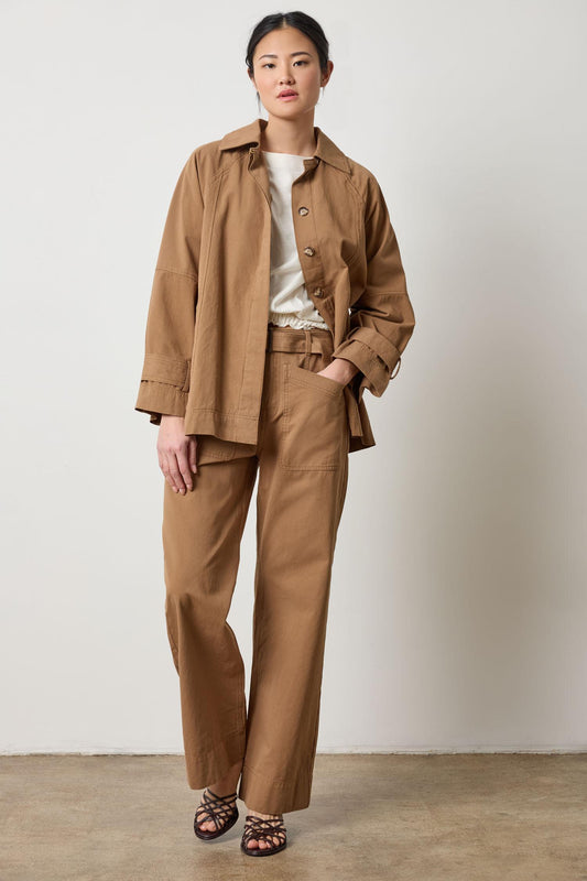 Collared Twill Jacket in color Pecan Image A0