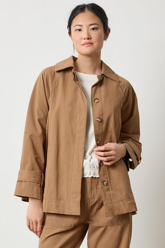 Collared Twill Jacket in color Pecan Image A1