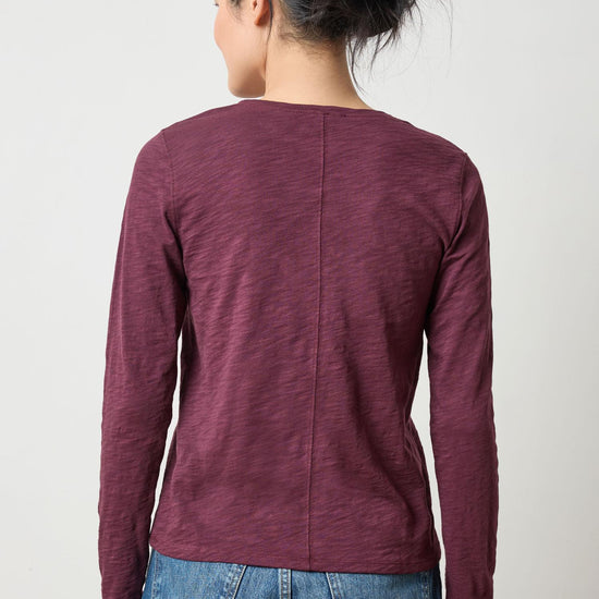 Long Sleeve V-Neck Womens Top Merlot A2