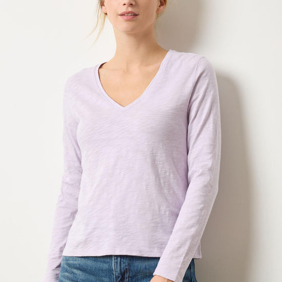 Long Sleeve V-Neck Womens Top Orchid A1
