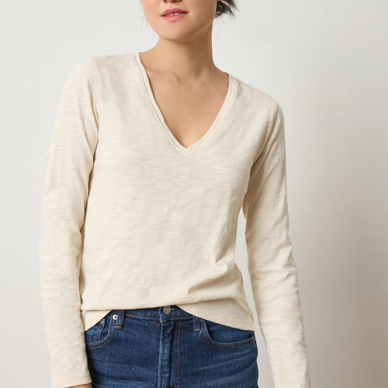 Long Sleeve V-Neck Womens Top Stone A1