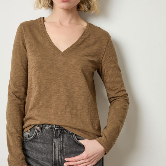 Long Sleeve V-Neck Womens Top Truffle A1