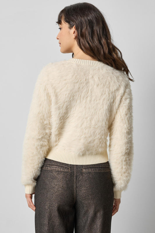 Brushed Crewneck Cardigan in color Ivory Image A2